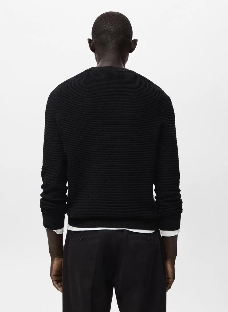 Mango Man 100% cotton structured knitted sweater